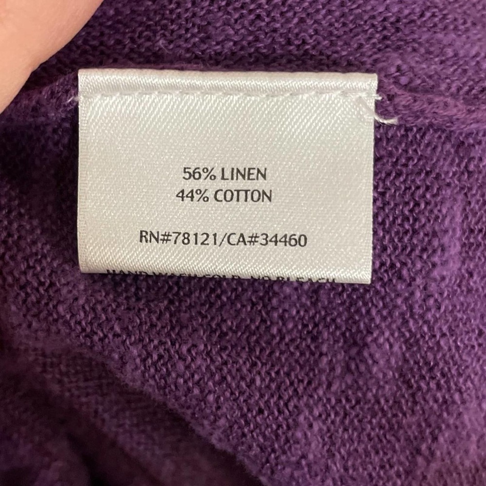 Eileen Fisher Linen Open Cardigan Purple Medium - Picture 12 of 14